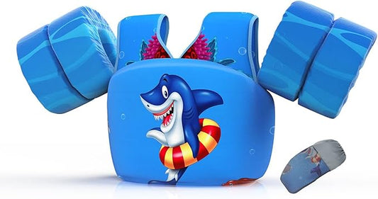 REALIKE Kids Swim Vest for Toddler Floaties Swimming Aids with Shoulder Harness Arm Wings for Children/Infant/Baby,Sea Beach/Pool/Lake, Suitable for 28-70lbs Boys/Girls