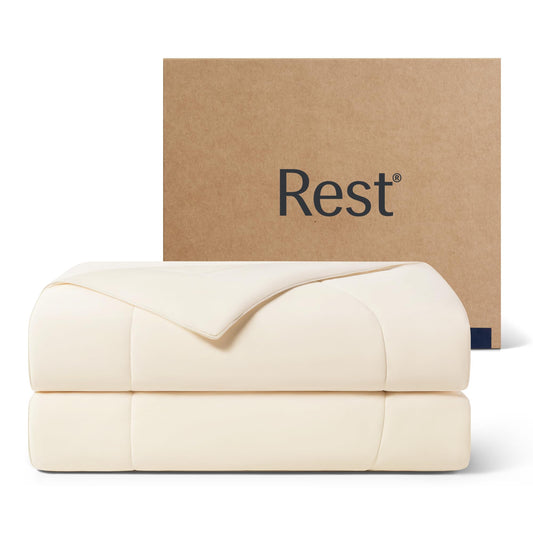 REST® Evercool® Cooling Comforter, King/Cali King, Blanket for Hot Sleepers, All Season Bedding to Keep Cool for Night Sweats, Breathable Lightweight Blanket, 106x90 Inches, Snow Ivory