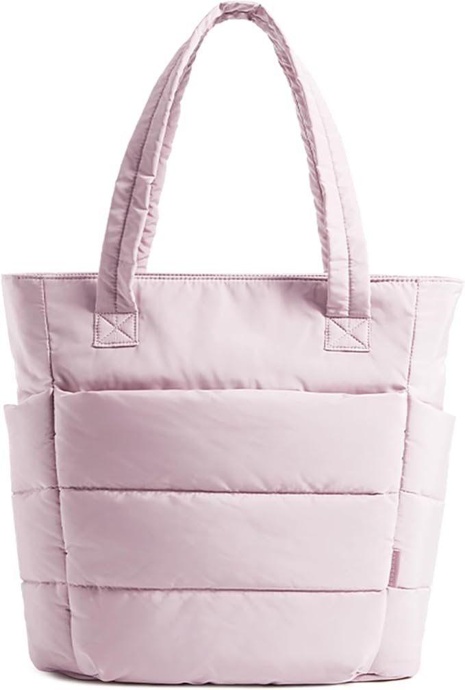 BAGSMART Tote Bag for Women, Lightweight Puffy Tote Bag with Compartments Shoulder Bag Handbag for Travel, Work, Gym