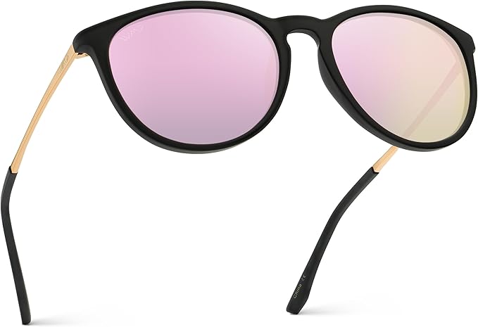 WearMe Pro Round Polarized Sunglasses for Women - UV400 Protection, Lightweight Frame, Vintage Retro Style