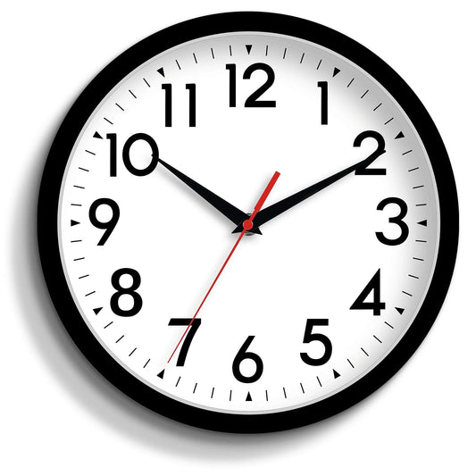 DAXSMY 14 Inch Wall Clock Large Battery Operated Big Silent Non Ticking Analog Clock Decorative for Living Room Office Kitchen Outdoor Classroom Bedroom Bathroom School(Black)