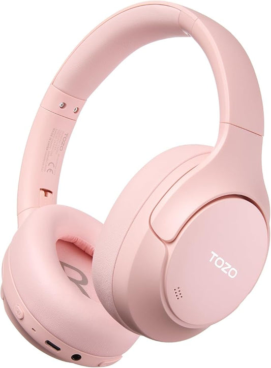 TOZO HT3 Hybrid Noise Cancelling Headphones, 90H Playtime Wireless Over Ear Bluetooth Headset, Spatial Audio AI Chat with 5 Mics, Supports Dual Connection and USB-C Input, with 32 EQ Music Modes