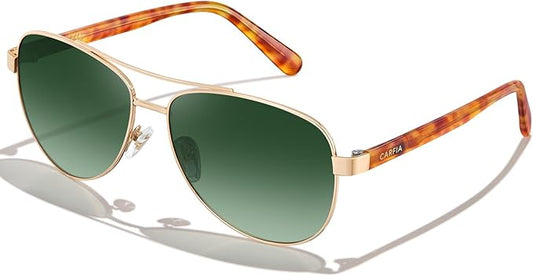 CARFIA Retro Trendy Pilot Sunglasses for Women Polarized UV Protection, Lightweight Outdoor Driving Lady Sunnies Metal Frame