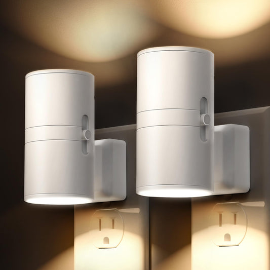 L LOHAS LED Night Light Plug in, Night Lights Plug into Wall, Light Sensor, 0-100LM Soft White 3000K, Dimmable Night Light, Modern Nightlight for Kids Bathroom Hallway Bedroom Kitchen Stairway, 2 Pack