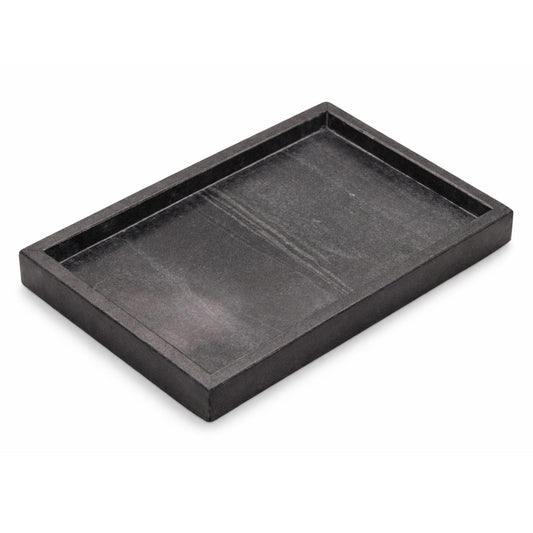 KC KULLICRAFT Natural Marble Tray, Black, 12" x 8", Rectangular