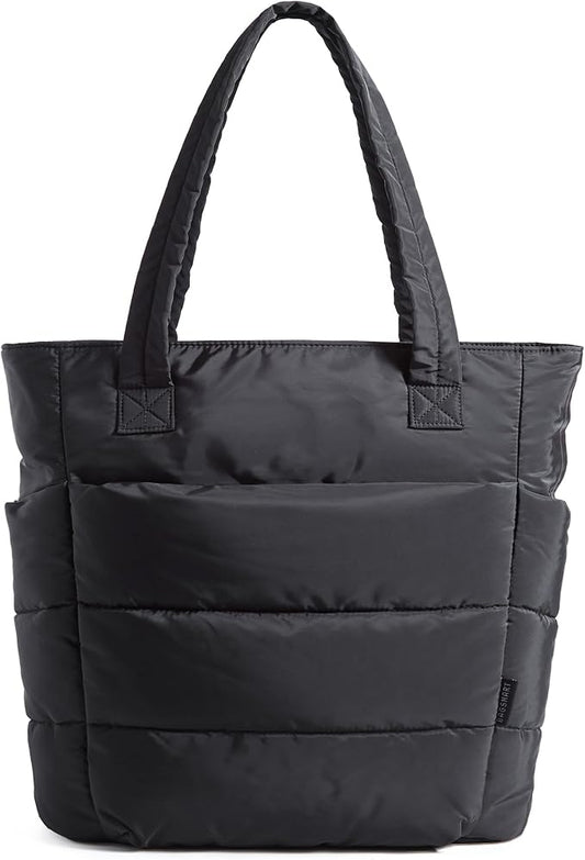 BAGSMART Tote Bag for Women, Lightweight Puffy Tote Bag with Compartments Shoulder Bag Handbag for Travel, Work, Gym