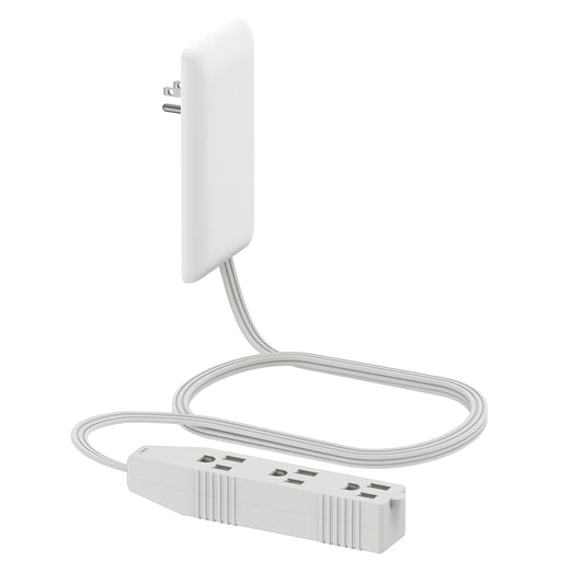 LIDER Flat-Face Outlet Extender with 3 Receptacles, Ultra-Thin Wall Plate Plug with Cord Extender and 3-Outlet Power Strip, 3ft Cord, LWE3-315-W, 1625W, ETL Listed, Matte White, 1-Pack
