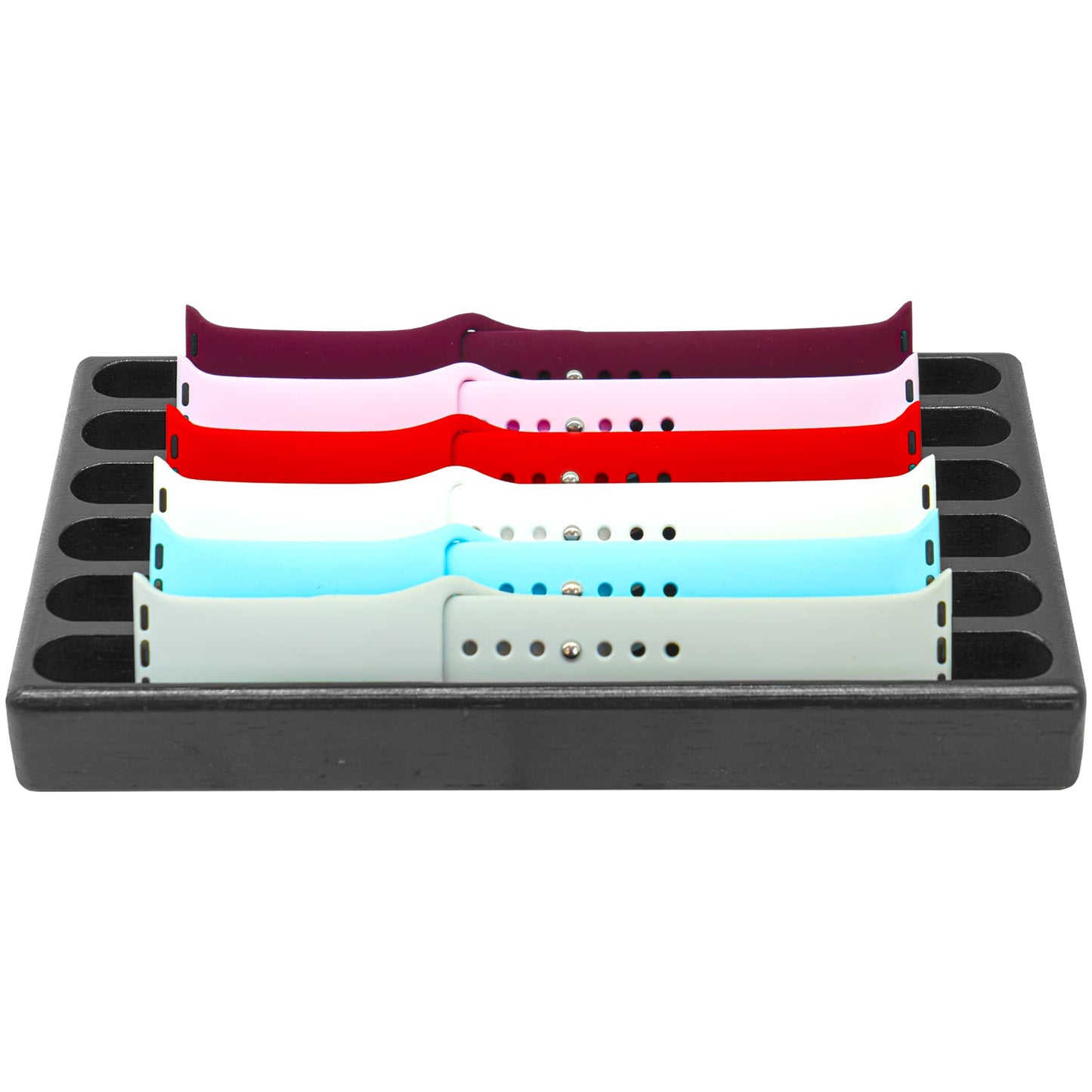 ATP MODERN Wooden Watch Band Organizer - Works with All Apple Watch Bands - Watch Band Holder - Wooden Watch Stand Display - Birthday Gift for Her (6, Black)