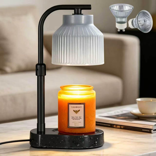 nawaza Ceramic Candle Warmer Lamp Electric Marble Textured Base Adjustable Height Wax Melt Warmer for Jar Scented Candles Birthday Gifts for Women Mom Grandma Home Offices Decor(Grey White)