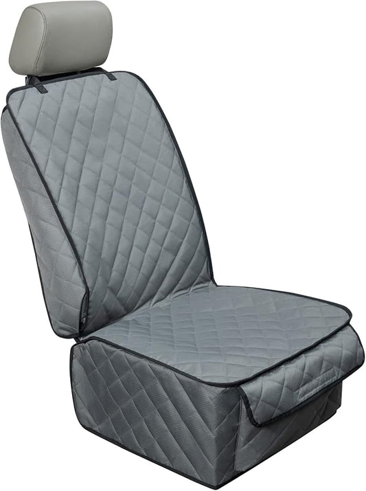 HAPYFOST Waterproof Front Seat Cover Dog Car Seat Covers Nonslip and Full Protection with Side Flaps Fits Most Cars, Trucks, SUVs(Grey, 1Pack)