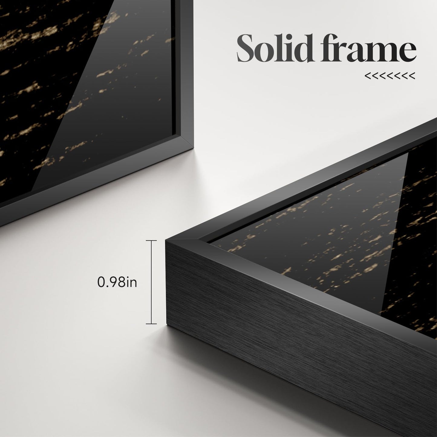 Framed Long Narrow Vertical Moon Wall Art Set of 2, Modern Black White Gold Bright Art Prints Paintings, Night Sea Landscape Pictures for Living Room Entryway Hallway Dining Room Bedroom Wall Decor