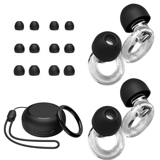 JUSTRVN Ear Plugs for Concert, 2 Pairs of Noise Reduction Earplugs 25dB-30dB with 8 Ear Tips&Carry case,Reusable Hearing Protection earplugs for Sleep,Social,Work,Focus&Noise Sensitivity