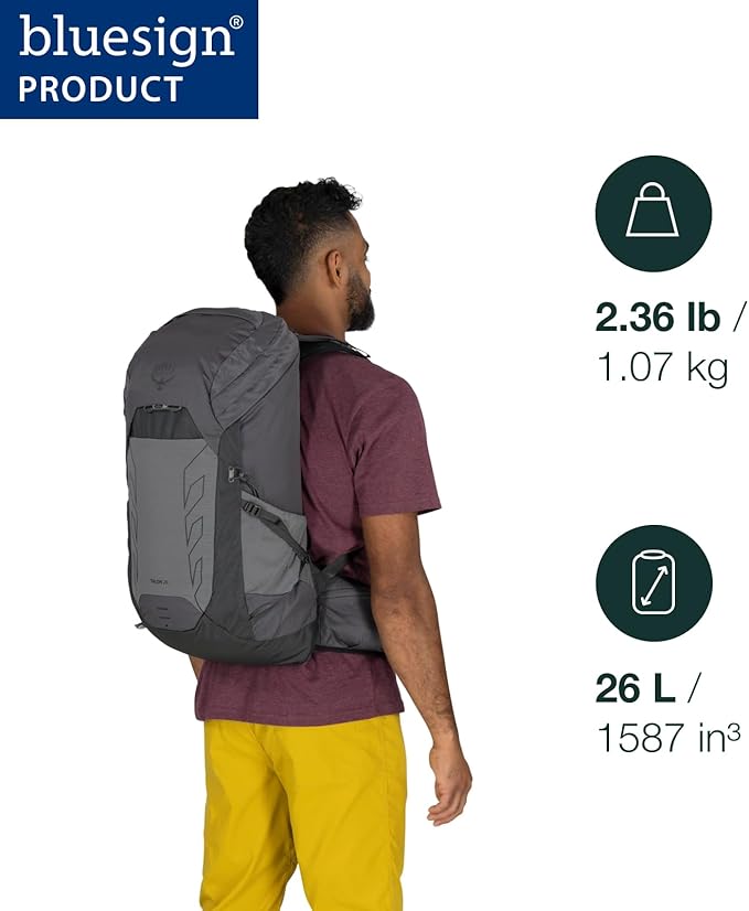 Osprey Talon 26L Men's Lightweight Hiking Backpack - Daypack for Travel & Camping, Black/Coal Grey