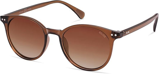 SOJOS Small Round Classic Polarized Sunglasses for Women Men Vintage Style UV400 Lens MAY SJ2113