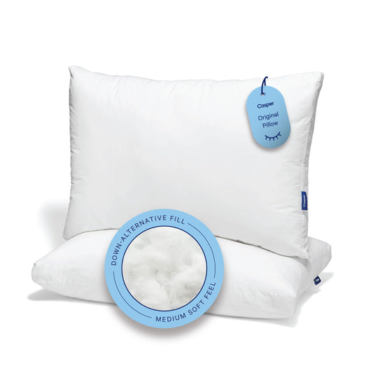 Casper Sleep Original Pillow 2-Pack, King Size – Medium Soft Feel, Down-Alternative Fill, Supports Side, Back & Stomach Sleepers, Neck Pain Relief, Machine Washable