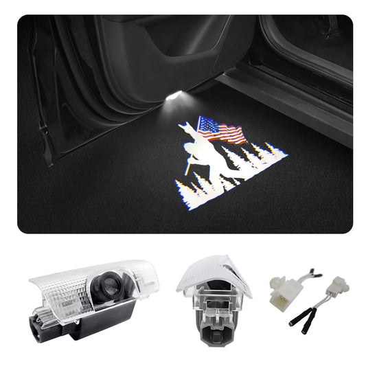akarin LED Car Door Logo Lights Projector Lamp for Toyota 4Runner Tundra Sequoia Venza Land Cruiser - USA Flag Design