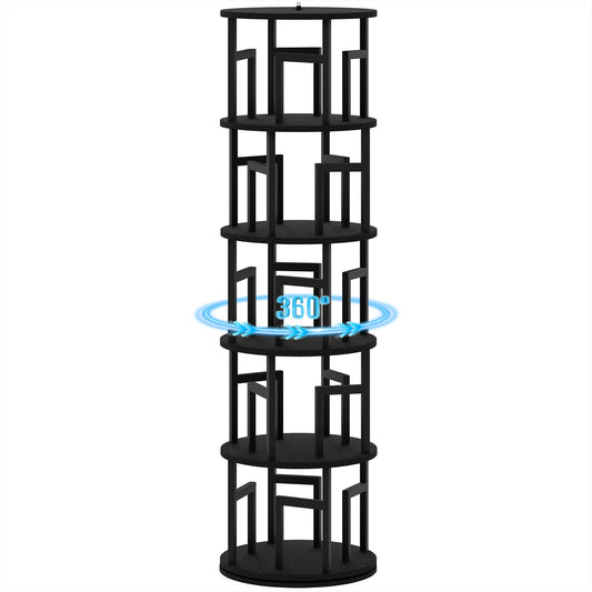 Garvee 5-Tier Rotating Bookshelf Tower – Spinning Corner Shelf, Black