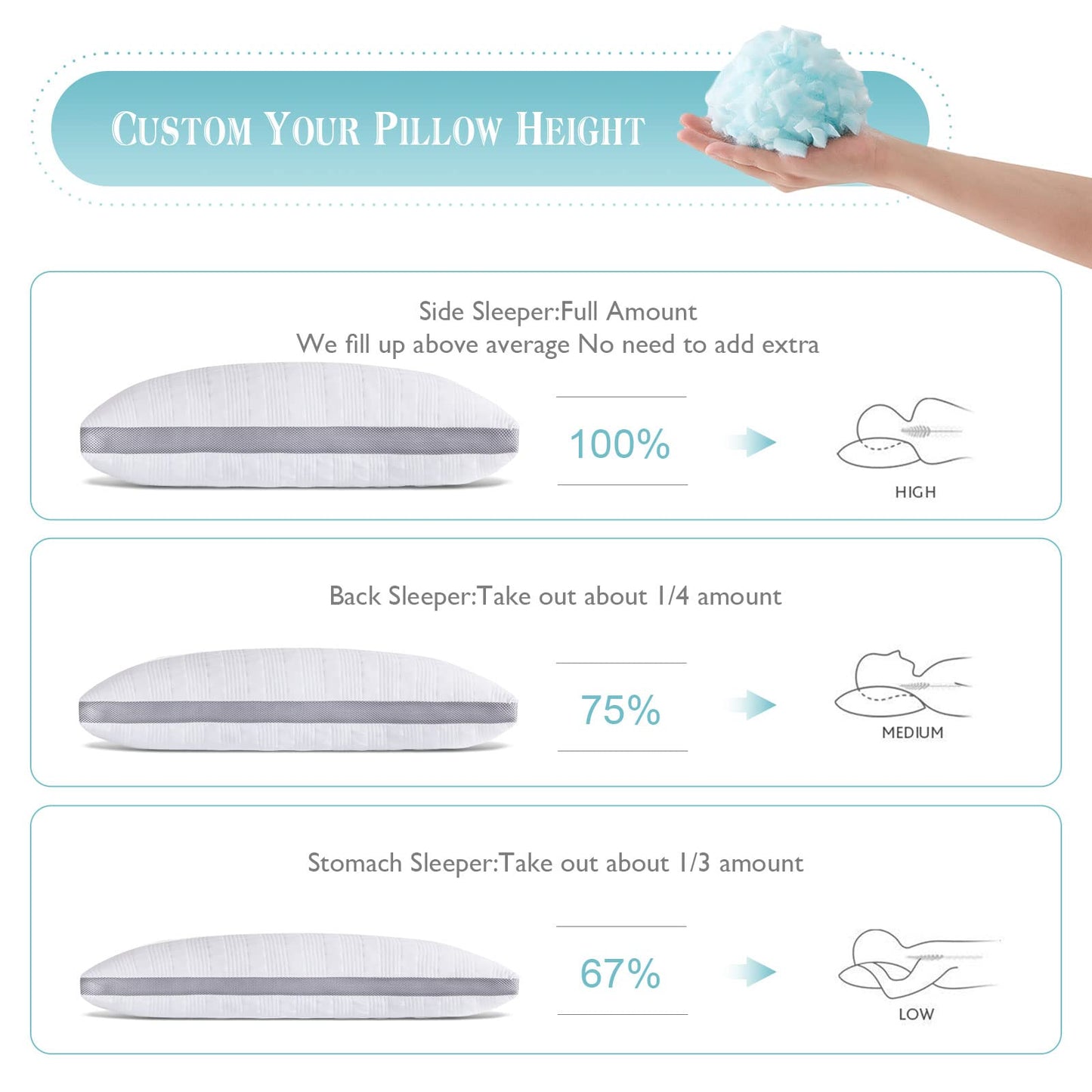 Meoflaw Cooling Pillows King Size Set of 2,Shredded Memory Foam Bed Pillows for Sleeping, Supportive Pillows for Back & Side Sleepers,Adjustable King Size with Removable Cover