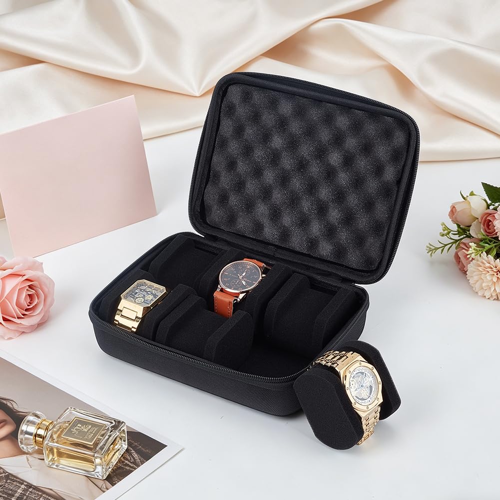 PH PandaHall 6 Slots Watch Travel Case Watch Storage Box Watches Zipper Organizer Box Watches Display Boxes Portable Wristwatch Holder for Men Women Gifts Father's Day Wristwatches Bracelet Collection