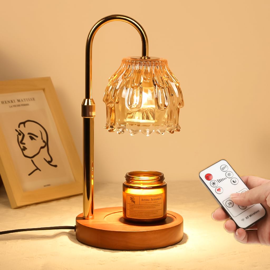 ilhuihui Candle Warmer Lamp with Timer and Wireless Remote Control,Dimmable Candle Warmer for Jar Candles,New Home Decor,Birthday Gifts for Women Mom, House Warming Gifts New Home Decor with 2 Bulbs