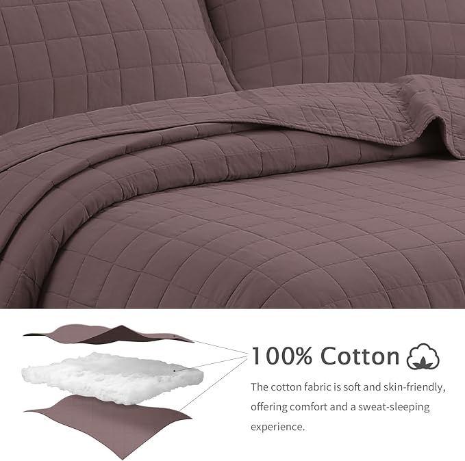 100% Cotton Quilt Sets Oversized King Size - Soft Lightweight Quilt for Bed Bedding Set for Bedroom Decor-Bedspread in Geometric Pattern with 2 Pillow Shams for All Season, 120x120 inches
