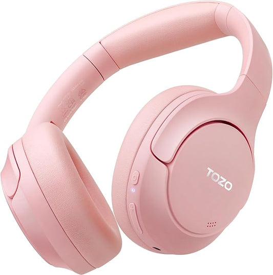 TOZO HT2 Hybrid Active Noise Cancelling Headphones, Wireless Over Ear Bluetooth Headset, 60H Playtime, Hi-Res Audio Custom EQ via App Deep Bass Comfort Fit Ear Cups, for Home Office Travel