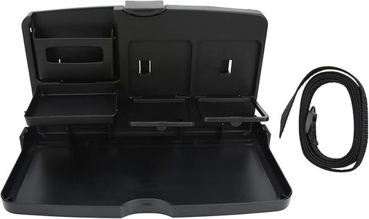 Car Food Tray Multi Functional Portable Folding Car Vehicle Seat Food Meal Snack Tray with Cup Holders and Storage Pocket for Travel Road Trips Plastic Compact Size