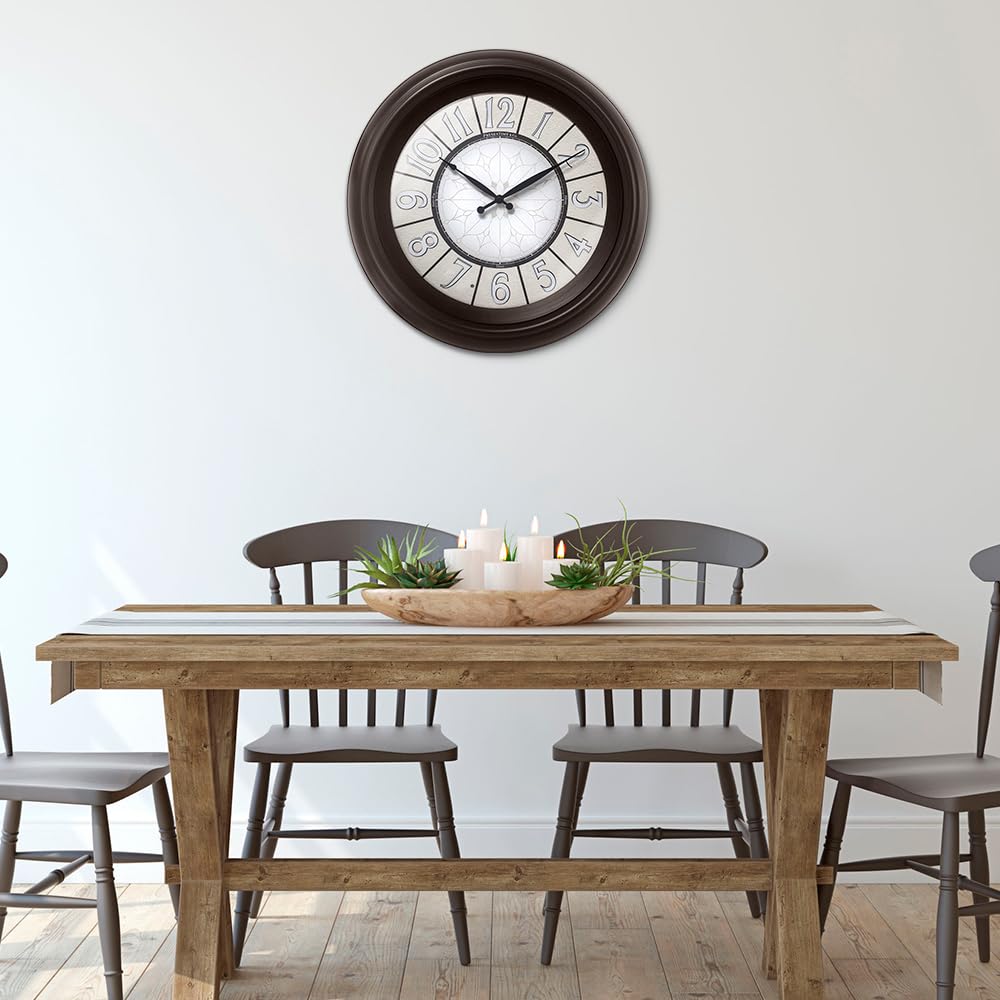 Presentime & Co. 18" Luminous Large Wall Clock, Oil Rubbed Bronze Finish, Night Light, Lighted Clock with Smart Sensor to Turn on/Off Lights. Wall Décor for Living Room, Dining Room, Kitchen.