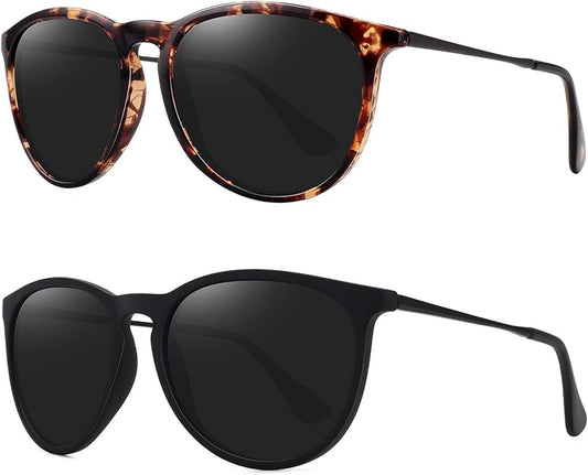 Retro sunglasses womens 2024 trendy round classic glasses