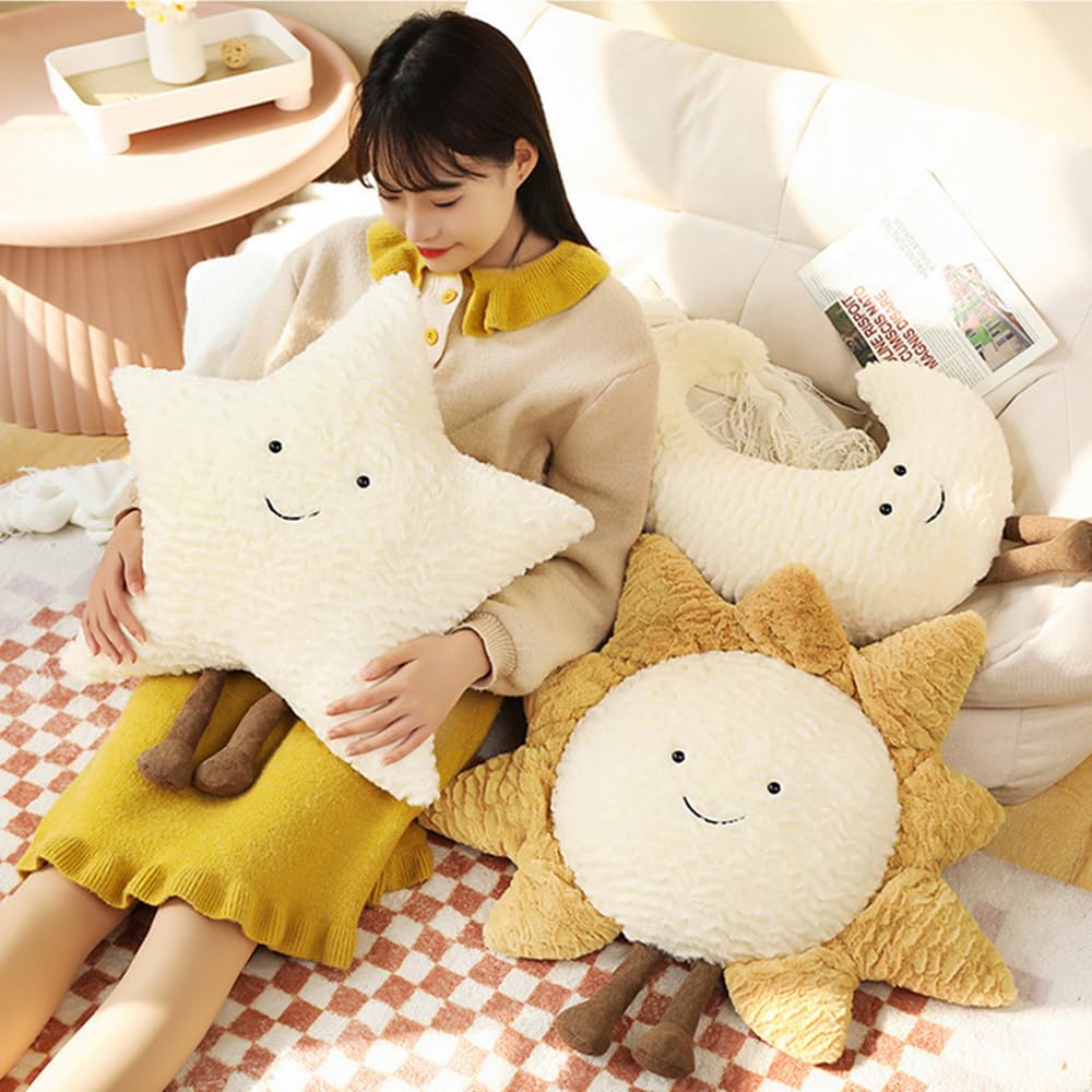 NatureMan Sun Plush Pillow |Home Decor Soft Cushion |15inch Creative Sun and Star Moon Shape Plush Toys|for Children's Room Decoration or Birthday Gifts for Children and Girls (Star)