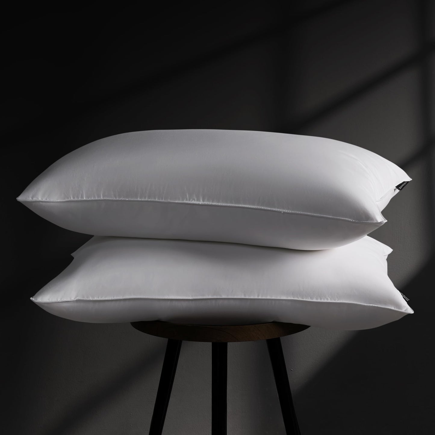 DOWNSTORIA Goose Feather Down Pillow Queen Size Set of 2, Hotel Collection Bed Pillows for Sleeping, 2 Pack, Down Surrounded Soft Medium Firm Pillows for Side Back Sleepers 20 x 30 in.