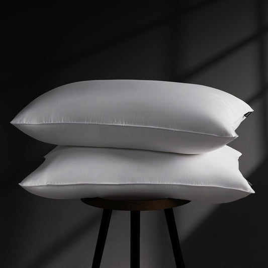 DOWNSTORIA Goose Feather Down Pillow Queen Size Set of 2, Hotel Collection Bed Pillows for Sleeping, 2 Pack, Down Surrounded Soft Medium Firm Pillows for Side Back Sleepers 20 x 30 in.