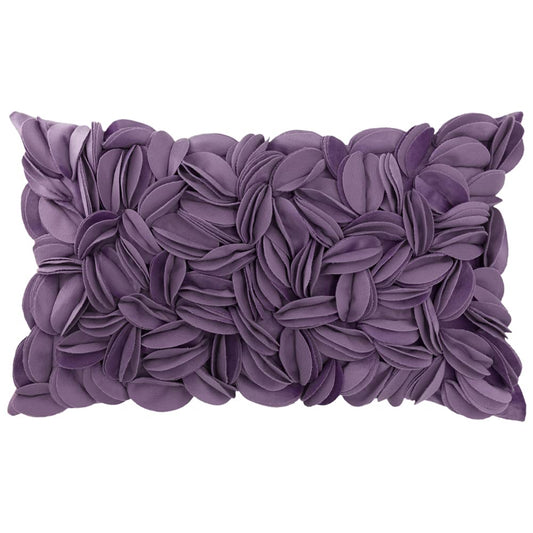KINGROSE Hand Crafted Stereo Flower Throw Pillow Cover Rectangular Cushion Cover Soft Pillow Case for Sofa Couch Chair Bed Living Room Office 12 x 20 Inches Velvet Purple