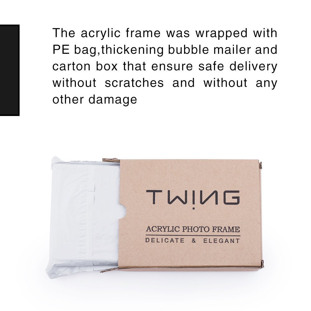 TWING 5x7 Acrylic Frame for Pictures, Clear Double Sided Acrylic Picture Frame with Microfiber Cloth, Picture Frame 5x7, 12 + 12MM Thickness Magnetic Photo Frame Desktop Frameless Display Gifts Ideal