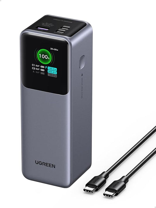 UGREEN Nexode Power Bank 25000mAh 200W Laptop Portable Charger PD 3.1 Fast Charging 90Wh 3-Port Battery Pack with TFT Smart Display for MacBook Pro/Air/ipad/iPhone 17/16/Samsung S24/Dell/HP and More