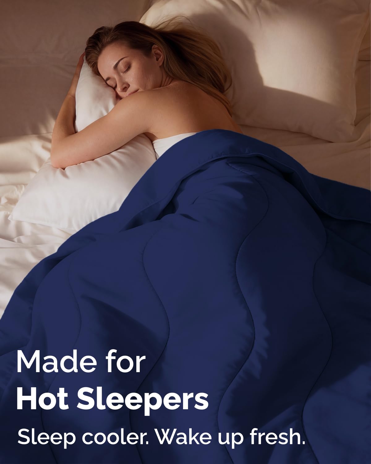 Cooling Comforter Full/Queen Size - Cooling Blanket for Hot Sleepers and Night Sweats - Summer Comforter for Full & Queen Size Beds - Soft, Comfy, Breathable Cold Blanket for Sleeping - 90x90 (Navy)