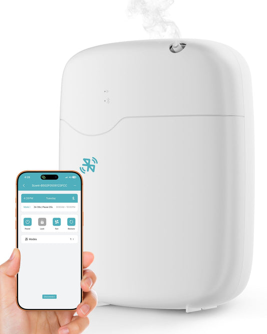 SEEDEAR Waterless Essential Oil Diffuser with Bluetooth App Control, Smart Scent Air Machine Covers Up to 3000 Sq Ft for Home, Hotel & Spa, Quiet Aromatherapy Diffuser with Timer & Mode (White)