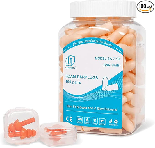 LYSIAN Foam Ear Plugs for Sleeping Small Ear Canals Women, Kids-35dB SNR Noise Canceling Sleep Earplugs for Snoring, Work, Shooting, Studying, Flesh Color-100 Pairs