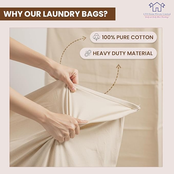 LFH Home Cotton Canvas Large Laundry Bag with Handle, Heavy Duty Drawstring Closure Washable Laundry Bags School Travel, Home, Hotel, College Dorm, Organizer Sack, Toys 20x30-Natural, Thanks Giving