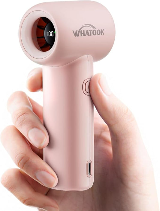 WHATOOK Mini Pocket Fan Portable Handheld Fans,3000mah Small Rechargeable Turbo Fan Personal Fan Travel Essential Outdoor Activities Beach Vacations Camping Gifts for Women face makeup skincare（Pink）