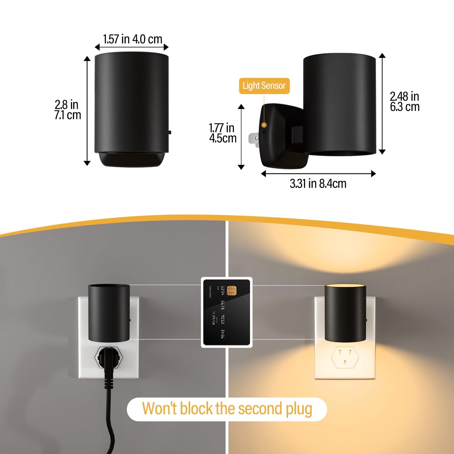 Night Lights Plug into Wall: ETL Night Light Plug in - LED Dimmable Night Light Dusk to Dawn Light Sensor, Soft Warm 2700K, Adjustable Brightness, Wall Lights for Bedroom, Hallway, Stairs - 2 Pack