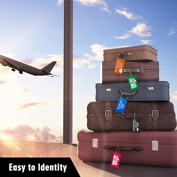 Luggage Tags for Suitcase - Personalized Engraved Metal Tag for Cruise Travel - Custom Name Tags Suitable for Bags and Backpacks(Green)