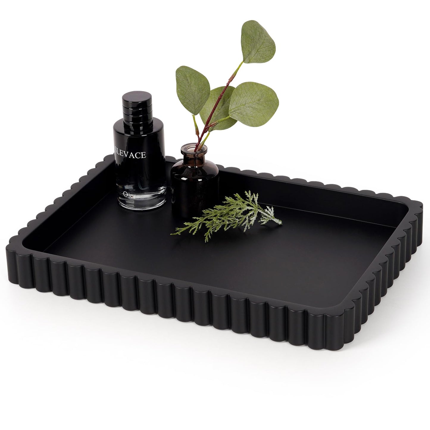 Cathyeen Concrete Decorative Tray for Coffee Table Decor, 14" Coffee Table Tray Ottoman Tray Table Centerpieces, Rectangular Modern Decorative Trays for Home Decor, Living Room, Entry, Black