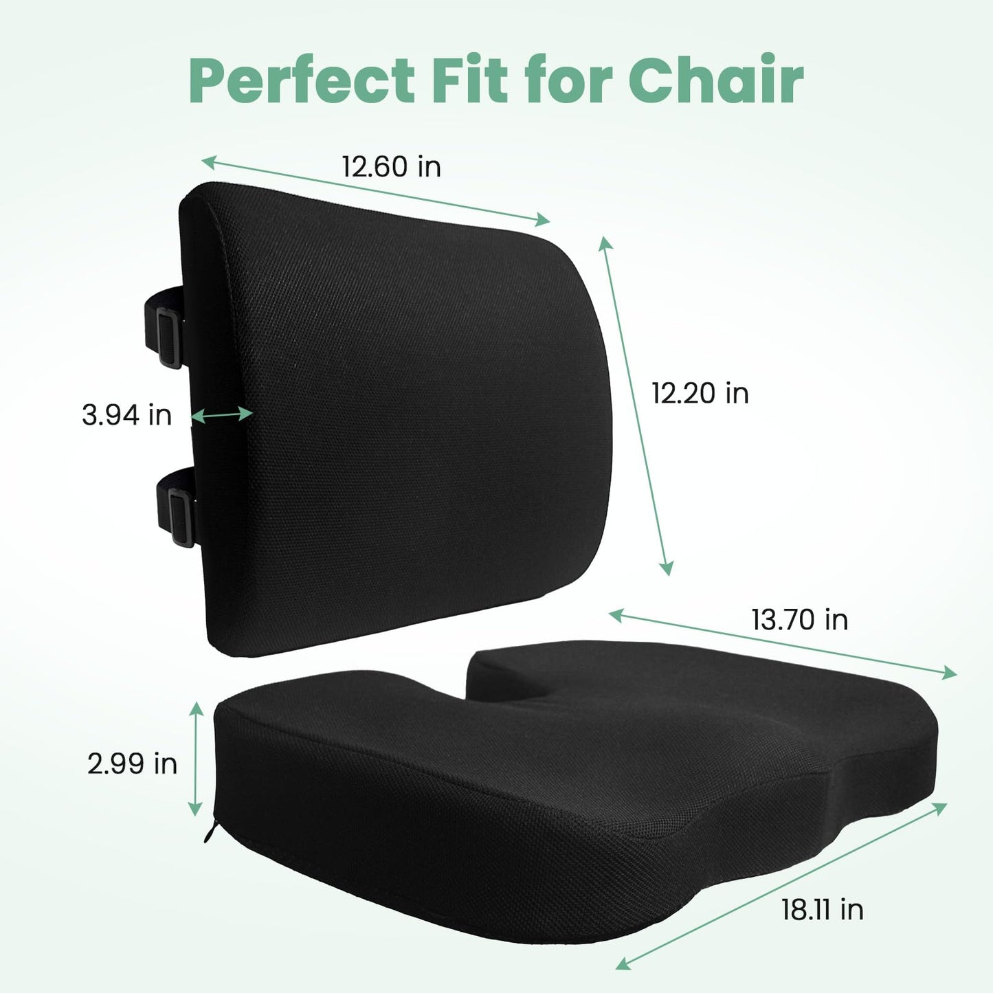 XSNDSENN Seat Cushion and Lumbar Support Pillow for Office Chair, Wheelchair, Memory Foam Coccyx Cushion for Sciatica Tailbone Pain Relief, Back Support for Car Chairs, Desk Chair
