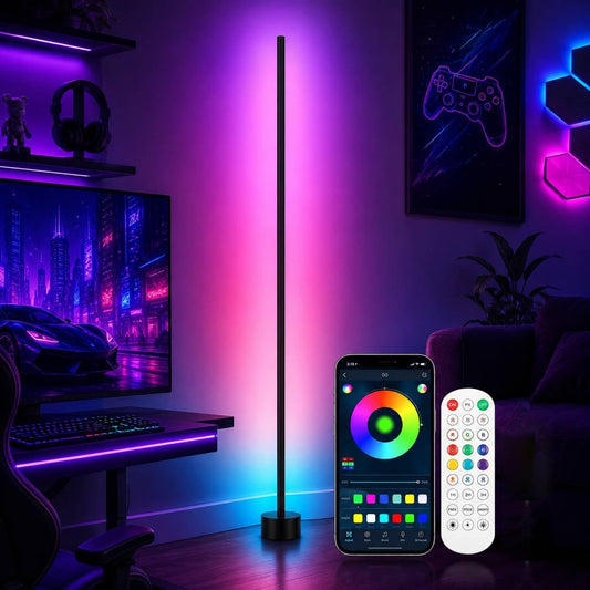 NAHIPO RGB LED Corner Lamp with Music Sync - 16 Million Colors Ambience Light, Smart App & Remote Control, Perfect Corner Floor Lamp for Bedroom Living Room Gaming Room