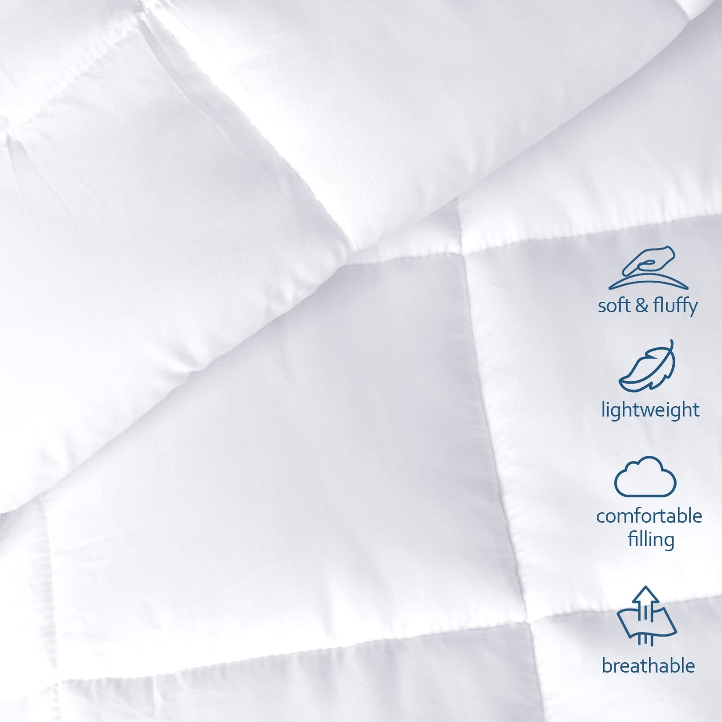 Down Alternative Comforter Queen/Full Size White, Queen Bed Quilted Comforter with Corner Tab, Warm, Lightweight, All Season, Plush Siliconized Fiber Filling - Box Stitched