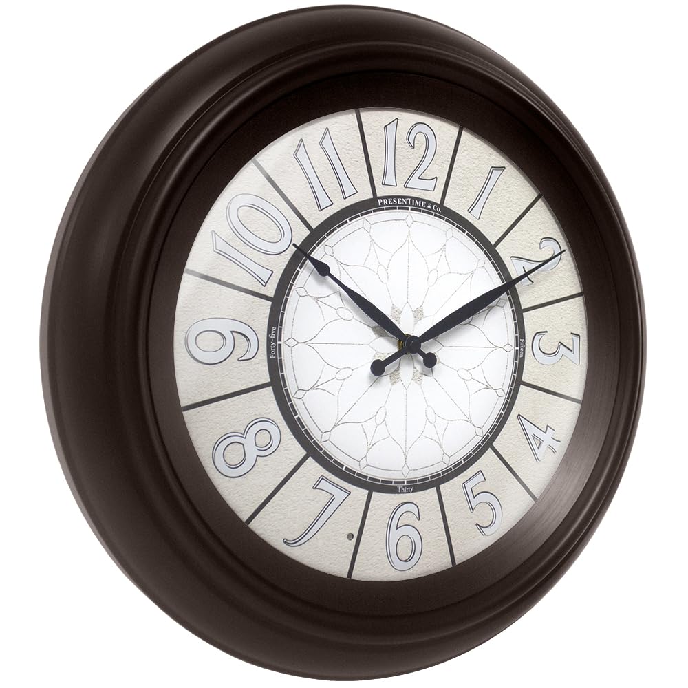 Presentime & Co. 18" Luminous Large Wall Clock, Oil Rubbed Bronze Finish, Night Light, Lighted Clock with Smart Sensor to Turn on/Off Lights. Wall Décor for Living Room, Dining Room, Kitchen.