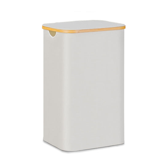 Merkisa 100L Laundry Hamper with Lid, Lagre Basket with Bamboo Handles,Foldable Clothes Hamper Tall Dirty Laundry Basket for Clothes Toys Towels Organizing,Beige