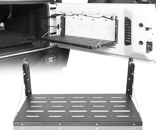 Hooke Road JK Wrangler Tailgate Table Metal Storage Rack Foldable Cargo Shelf for 2007-2018 Jeep Wrangler JK & Unlimited