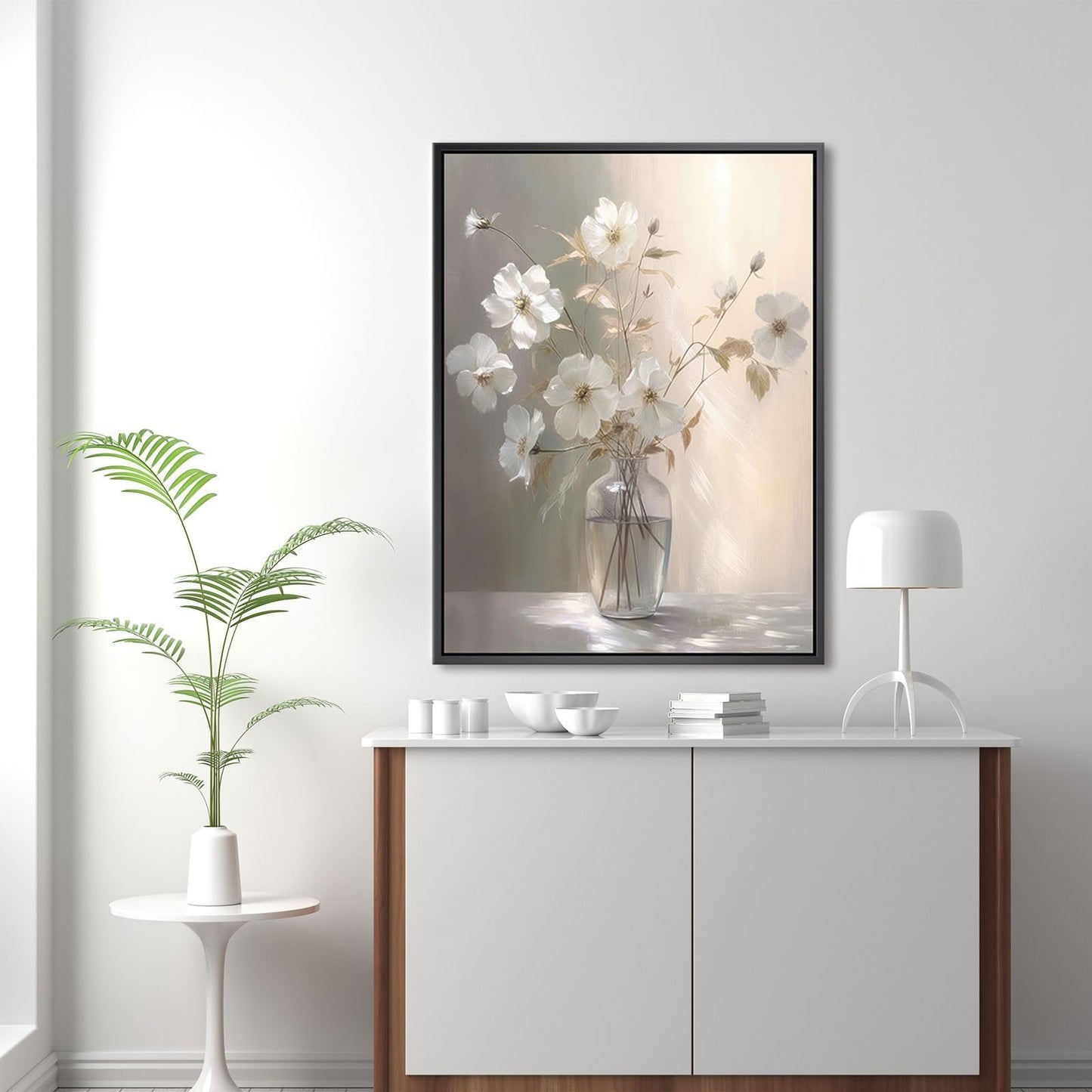 daktenn Black Framed Wall Art Floral Canvas Wall Art Decor for Bathroom Wall Art Bedroom Framed Artwork Bathroom Pictures Wall Decor(Black Framed, 18x24)
